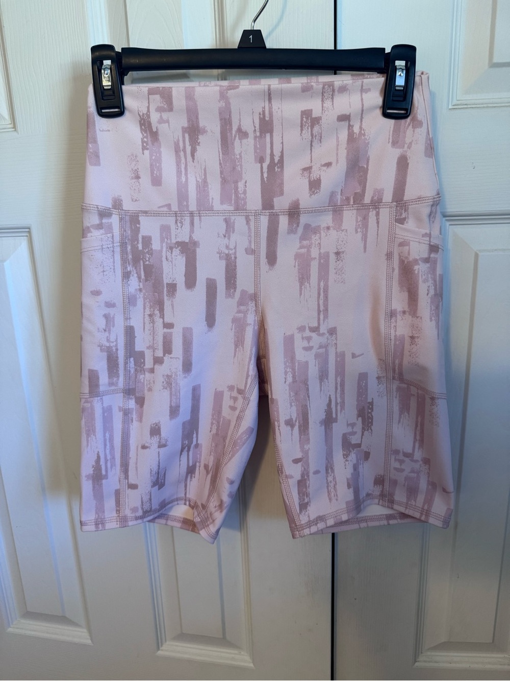 Mono B Blush Abstract Print Bike Shorts with Side Pockets